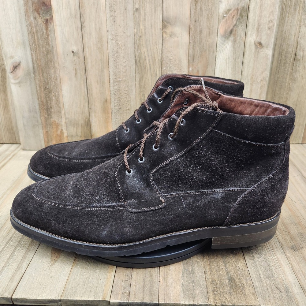 ET Wright Moc Toe Boots Mens size 15 B Dark Brown Suede Made in Italy 81849